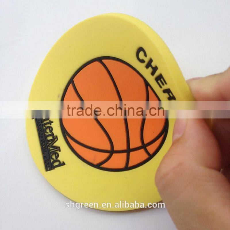 Customized 3D basketball logo eco-friendly silicone rubber pvc cup coaster
