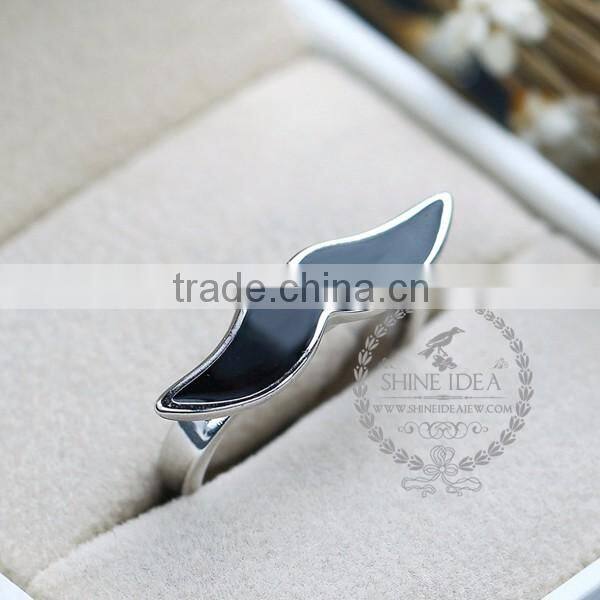 925 solid sterling silver glue black mustache adjustable ring fashion women jewelry 6260561