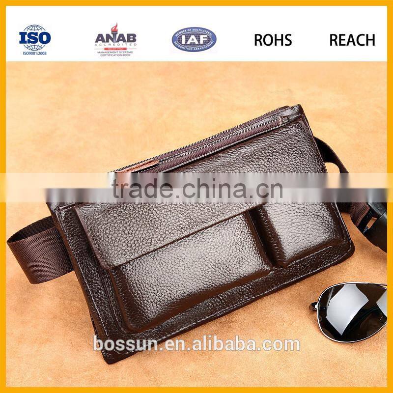Fashion Design Genuine Leather Man Waist Bag Messenger Bag