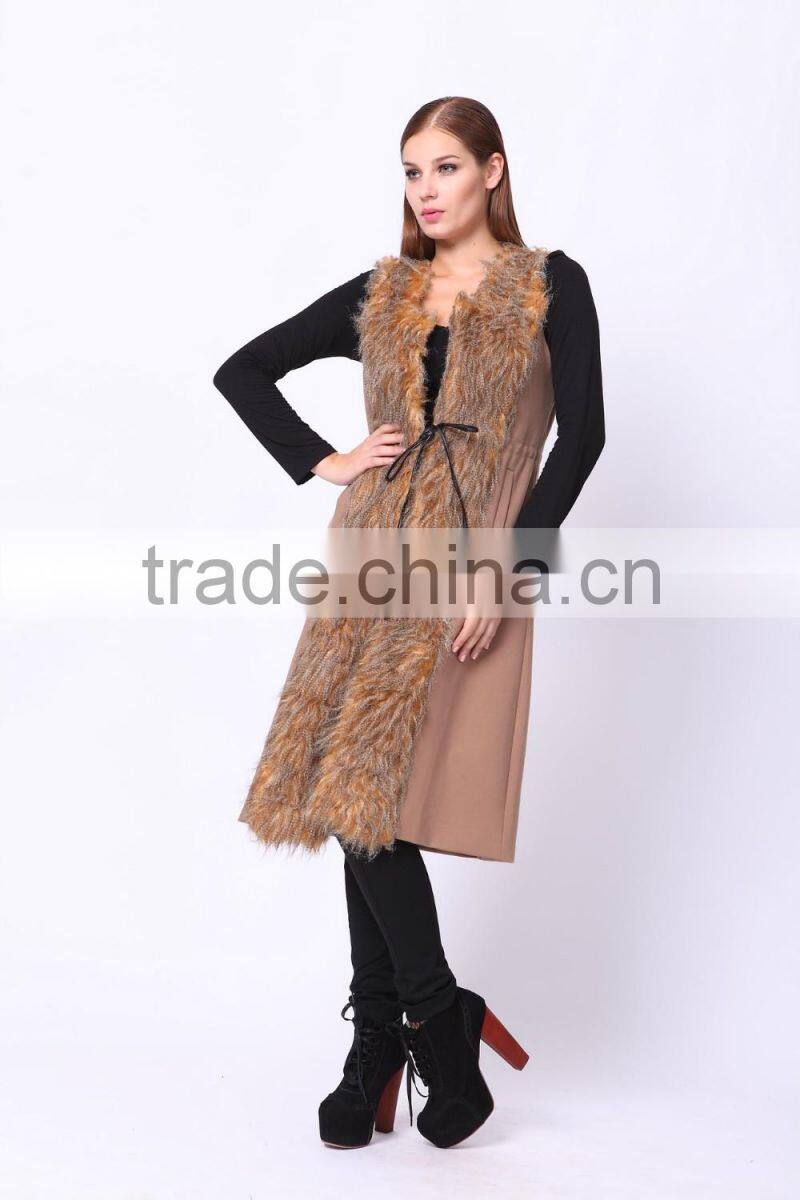 2016 PRETTY STEPS winter collections new woman's long slim feather sleeveless coat