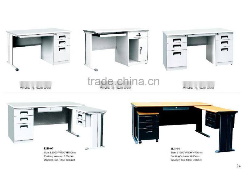 3 Drawer Keyboard Trap Wooden Surface Metal Computer Desk Computer Table