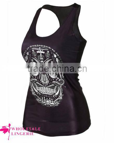 Black Scary Ladies Skull Snake 3D Printed Tank Top BX121 tank top women