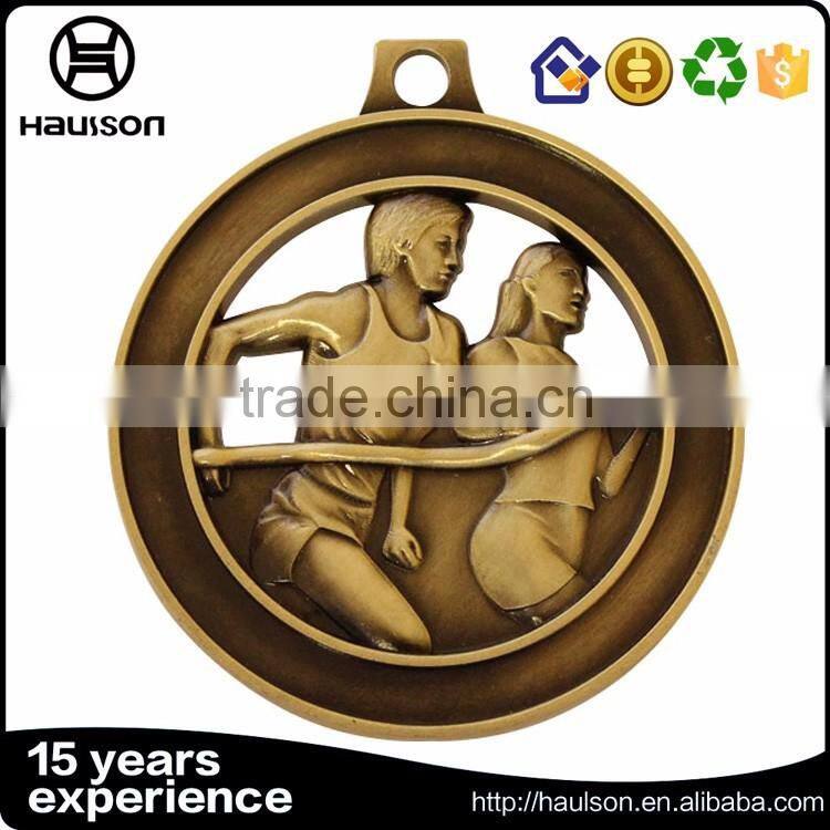 cheap wholesale custom diecast hollow out zinc alloy antique bronze plated marathon medal us medal
