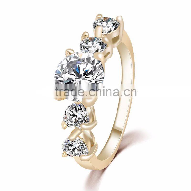 Hot sale 18K real gold plated ring fashion new crystal rings wedding