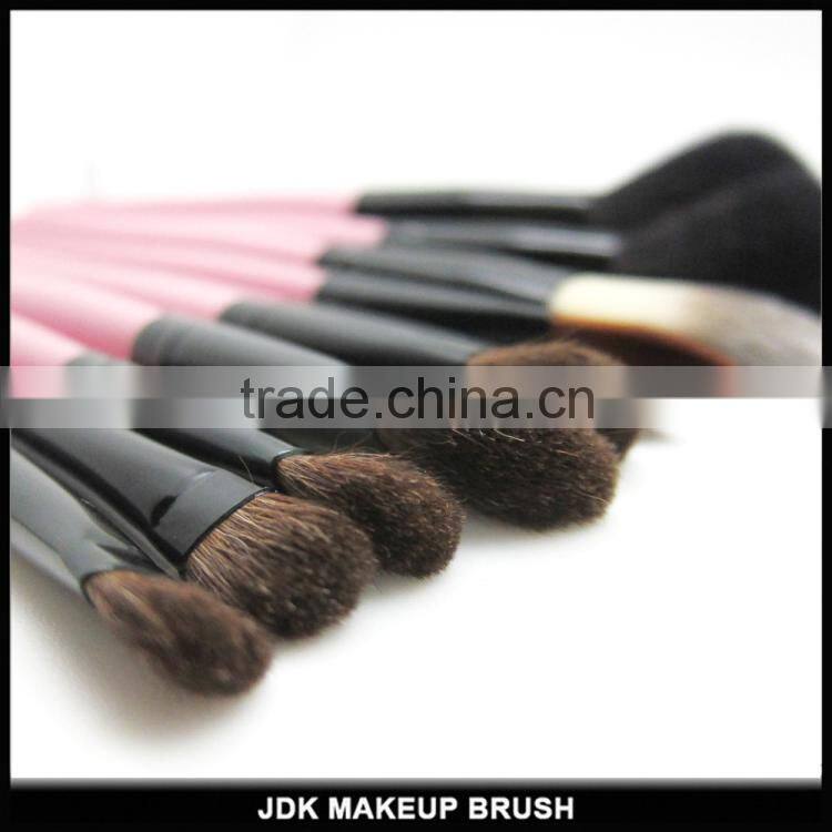 Goat and synthetic hair PINK 19 pcs makeup brush set with cup holder