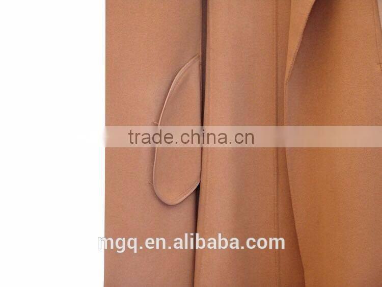 Hand sewn women's wool long coat 100% wool shawl collar with belt