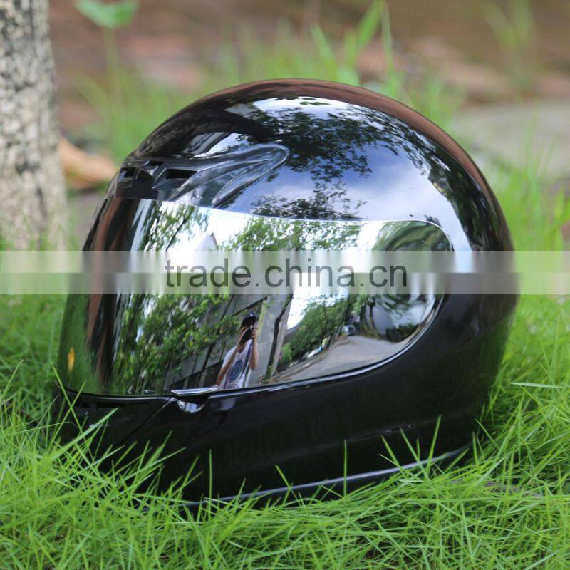 Adult Mirror Shield Gloss Black Full Face Motorcycle Street Helmet DOT Moto Bike