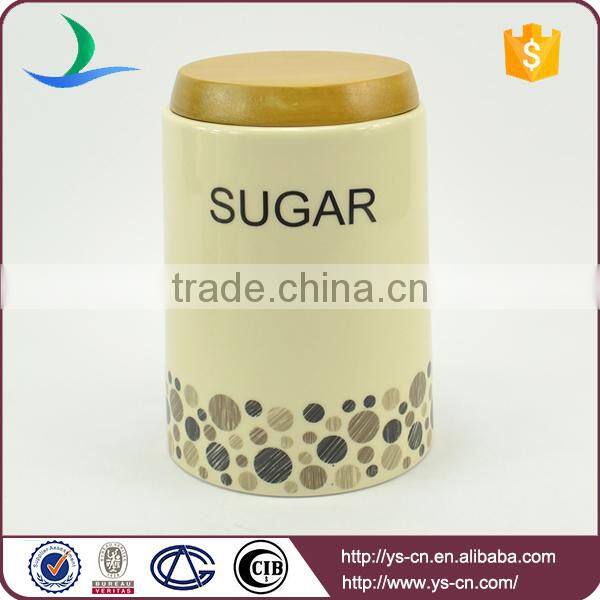Wooden lid storage jars with tiny dots factory wholesale