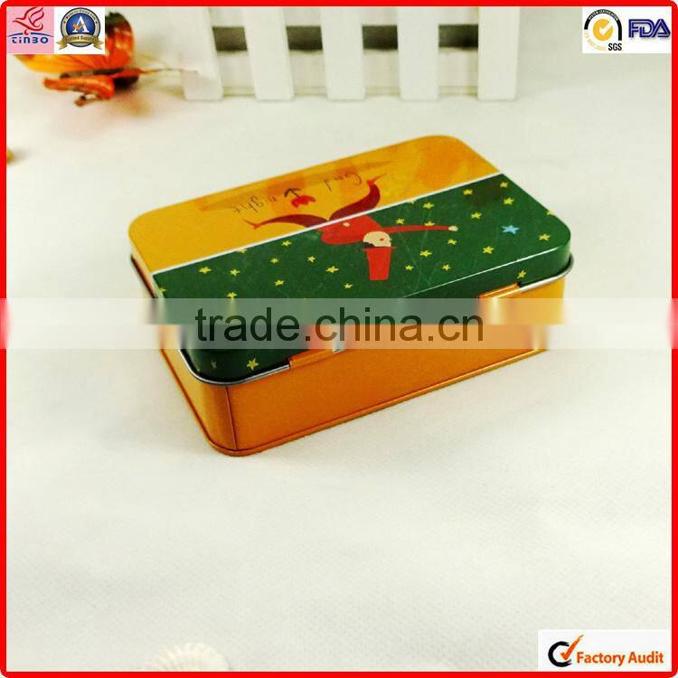 wholesale packing printing rectangle mini gift tin boxes for cookie