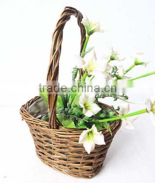 100%Handmade wicker wall hanging plant basket wicker flower hanging basket