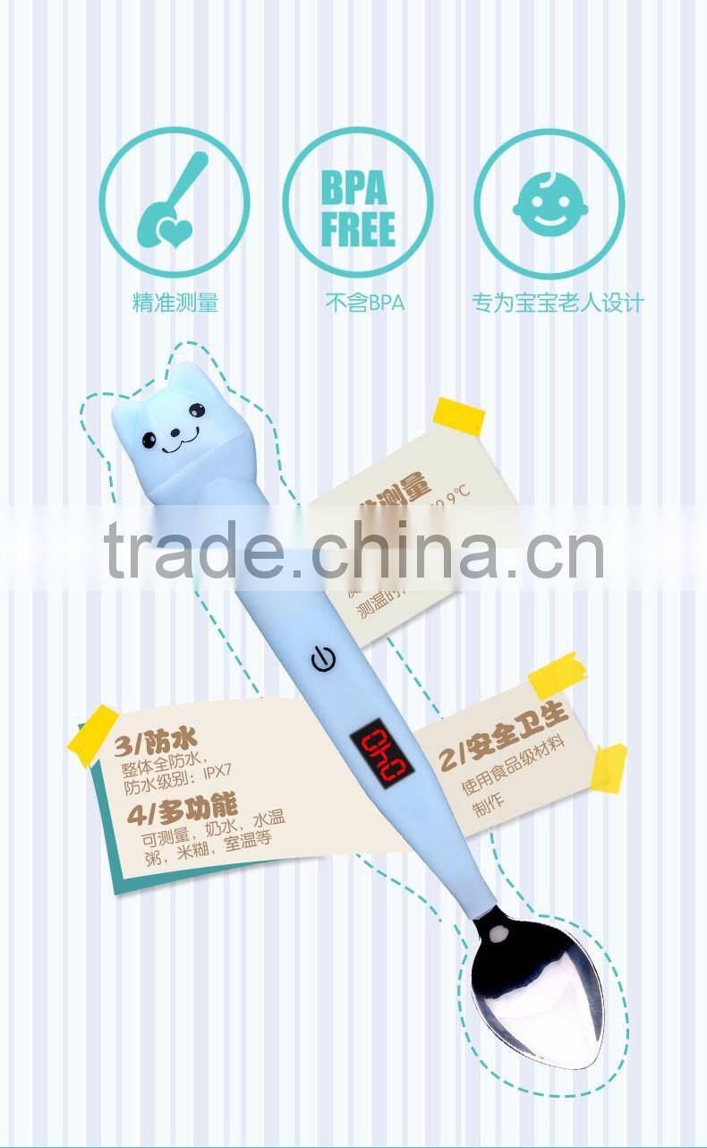 Creative Smart LED Thermometric Spoon, 304 Stainless Steel Spoon For Baby Use