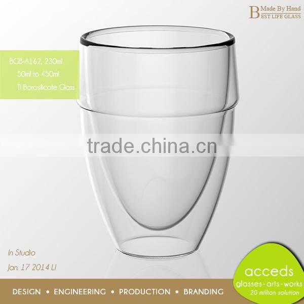 DBG-A18-350 350ml Popular Heat Resistance Double Wall Borosilicate Glass Cup