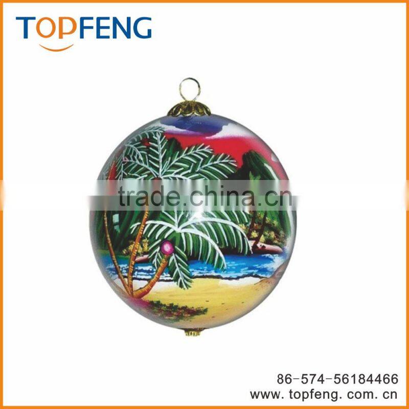 2016 hot design glass christmas painting ball/hanging glass ball/hanging glass ball