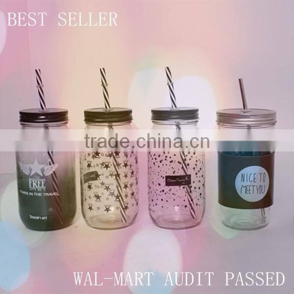 new embossed glass jam jar with tin lid