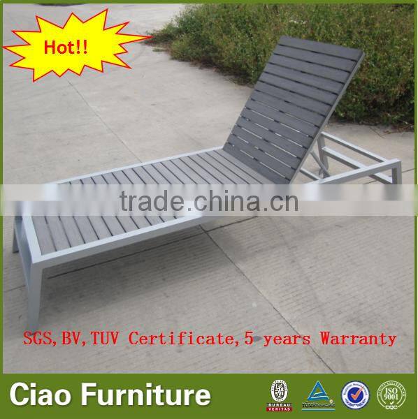 Leisure outdoor plastic wood sun lounger beach lounge chair