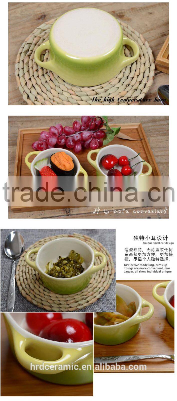 Cheap ceramic pet bowl/ceramic soup bowl with handle