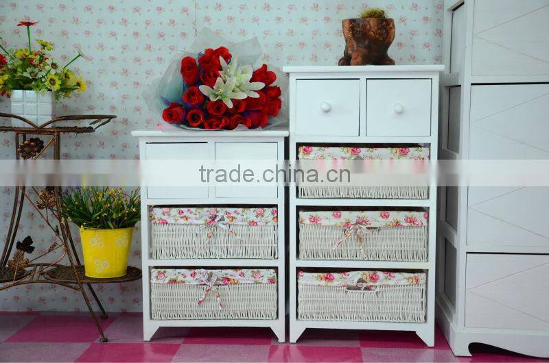 Wholesale wooden storage cabinet with basket drawers