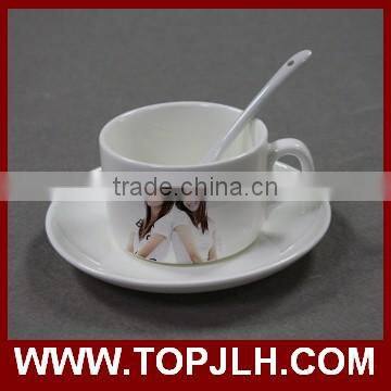 sublimation coated white porcelain small fancy coffee cup set