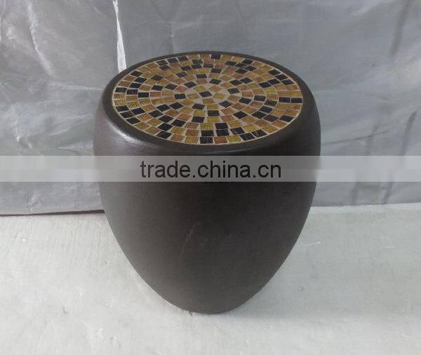 Fiberglass clay mosaic drum stool