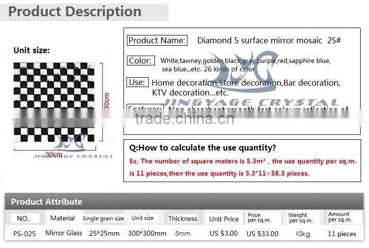 Diamond 5 surface glass mosaic 25*25mm