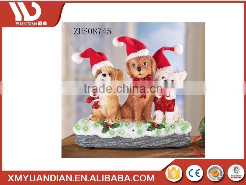 Sensor LED Christmas Decorative Dogs -Indoor or Outdoor Decorative garden Resin Sculpture