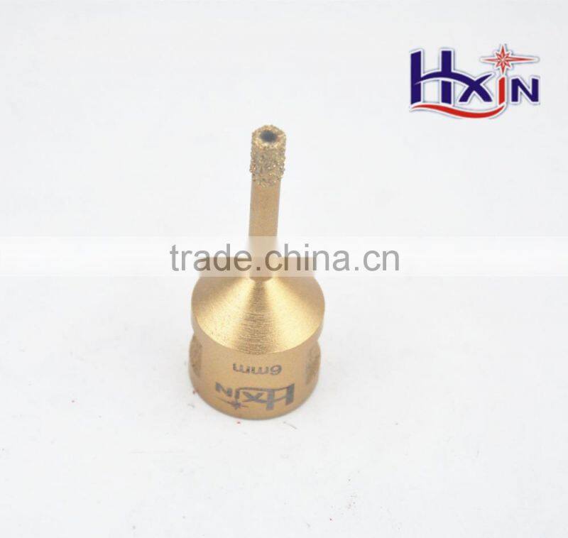 30mm Gold color Brazed diamond hole saws for hard rock / High quality diamond core drill bits