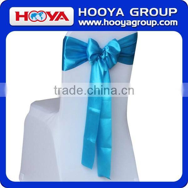 2015 Popular Selling Party Decoration Self-tied Beautiful Shiny Satin Chair Sash for Wedding