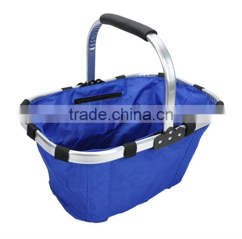 Collapsible foldable picnic tote basket, lightweight with solid strick with Aluminum Alloy Frame, Blue(CBS029)