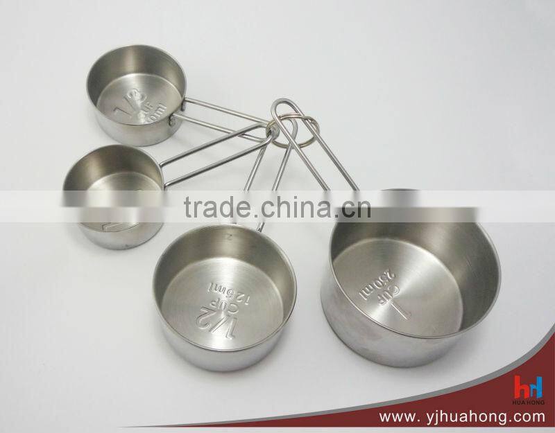 Wire handle 4pcs stainless steel measuring cups(HMT-05)