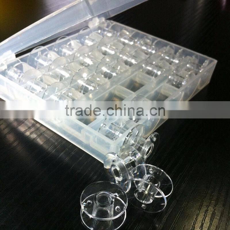 Clear Plastic 25pcs Single Bobbin Sewing Machine Spools With Thread Storage Box For Home Sewing