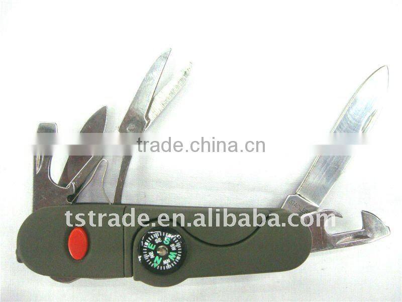 2014 new "stock" New design multi knife pocket knife multi function LED knife TS06