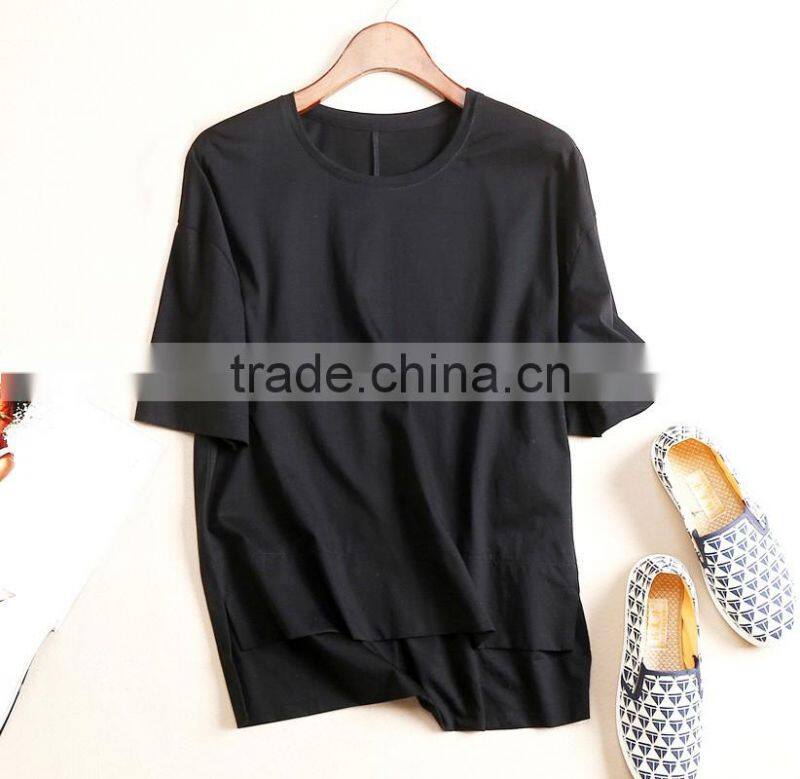 2016 Top selling plain dyed cotton summer fashion design short sleeves elegant blouses