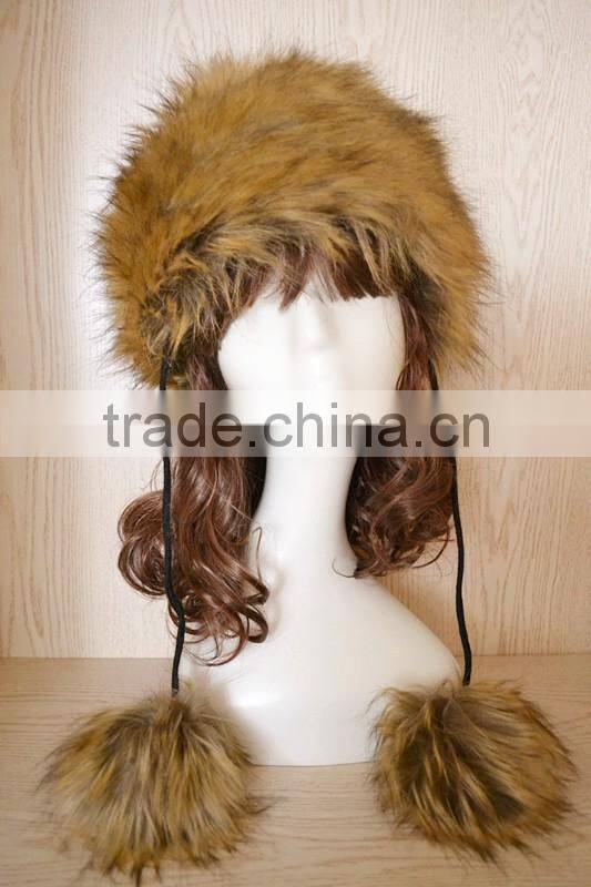 winter Imitation rabbit fur prevent the wind and snow flat-top cap Russia faux fur hat