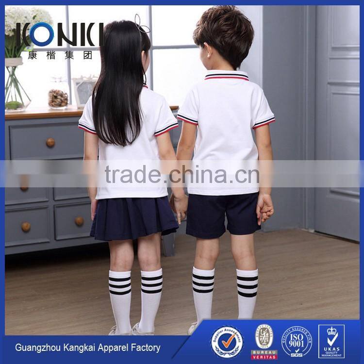 kindergarten school uniforms stripe collar and cuff childen polo shirt