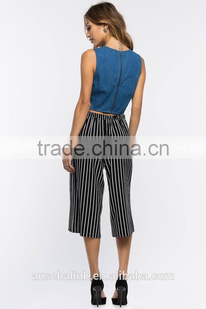 summer stripe new model culottes pants fashion deisgn