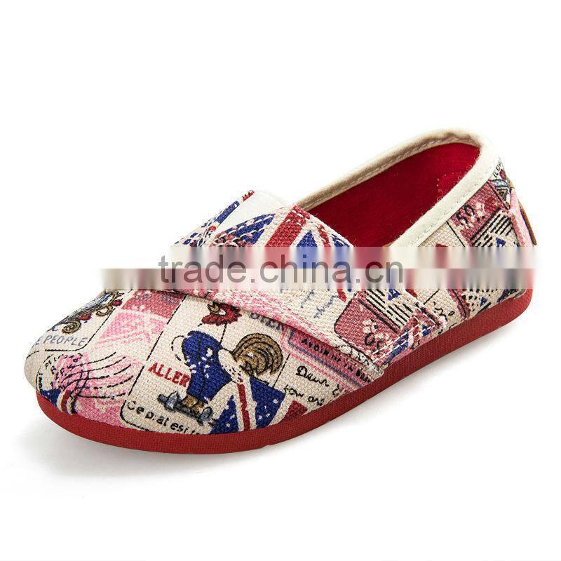 slip-on no laces fashion stylish cartoon cotton cloth casual fabric shoes for kids children boys girls or adults
