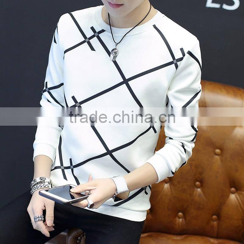 M314 Latest Wholesale Custom Boy Grid Lines Sweater For Men