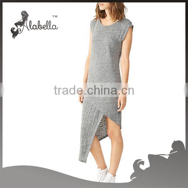 Irregular dress with light heather grey for girls
