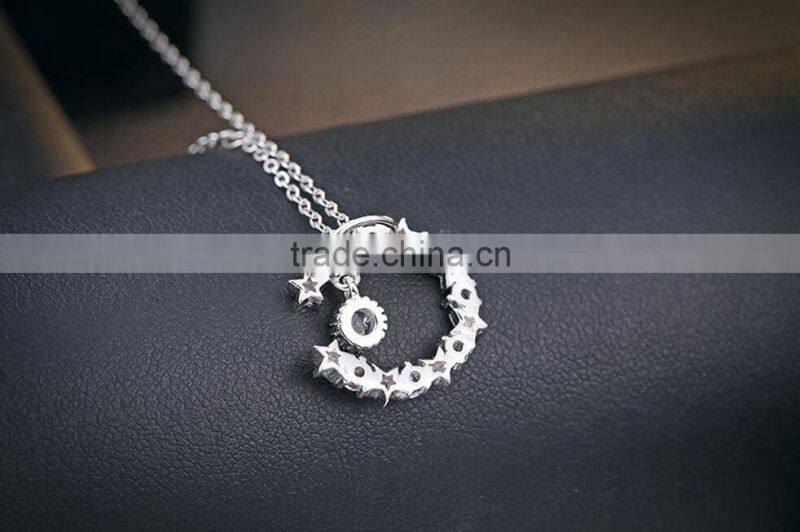 925 sterling silver pendants jewelry engraved circle star pendant necklace