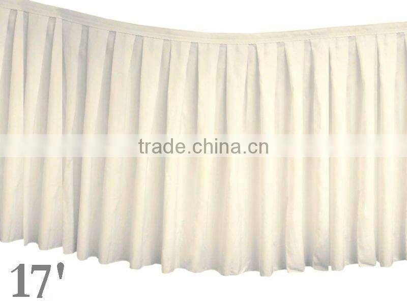 17' table skirt with pleated, polyester white 17' table skirting, table skirt