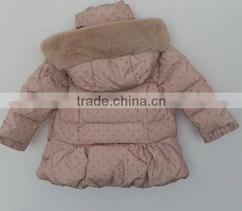 baby girl cute faux fur cap printed padded coat for winter