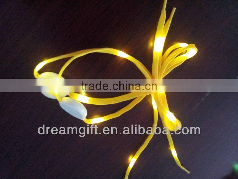 2015 new model real nylon LED shoe laces same as normal shoe lace flashing in the night