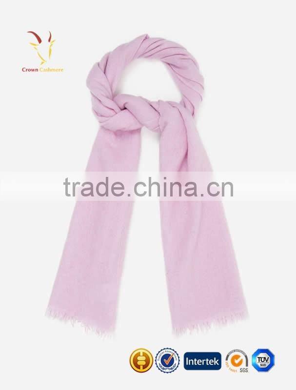 Pure Color Cashmere Silk Scarf with Fringe