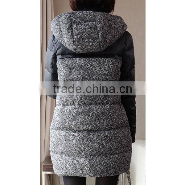 2015 Women 100% Polyester Long Joint Duck Down Jacket