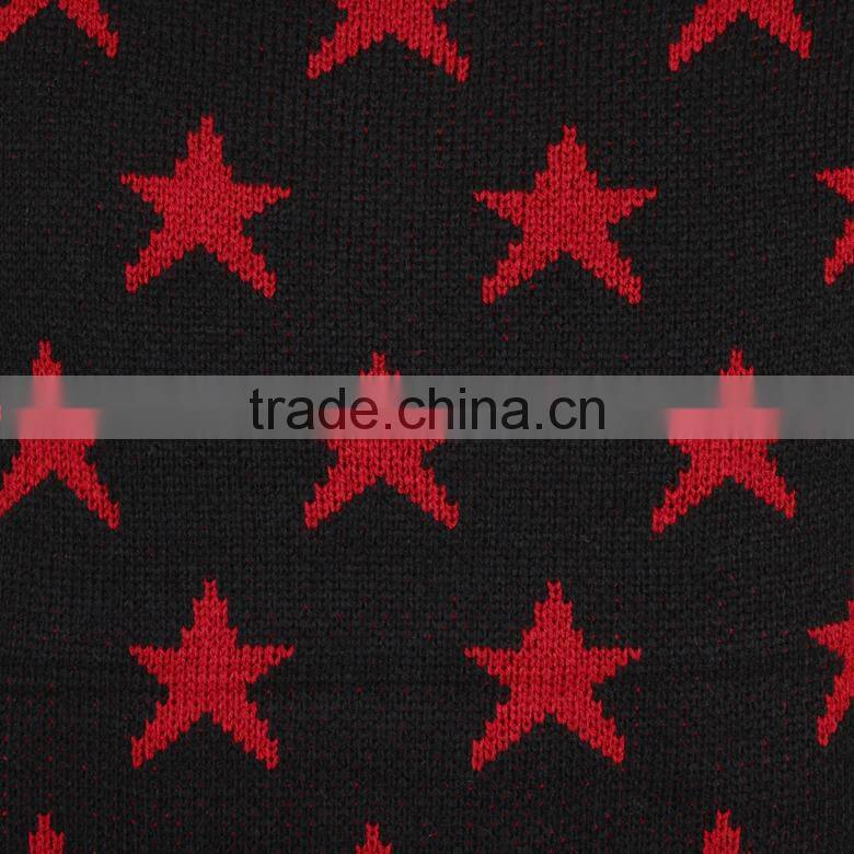 crew neck pullover blend knit star pattern fashion mens winter jacquard sweater