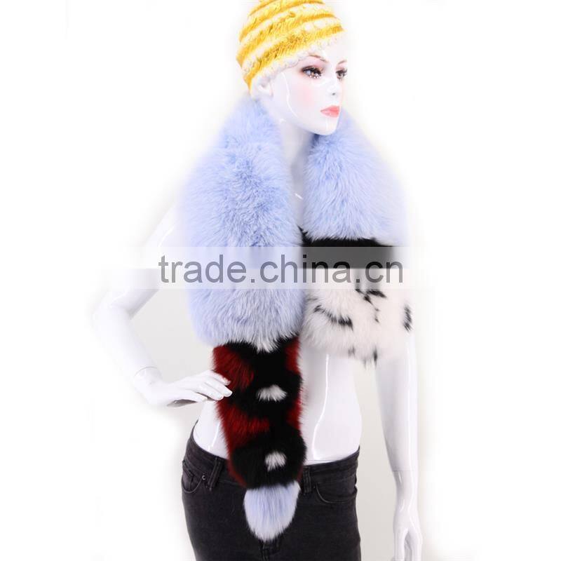 Fashion Shows Women Real Fox Fur Scarves Super Big Genuine Fox Fur Easy Matching Soft Wraps Winter Warm Real Fur Lady Scarf