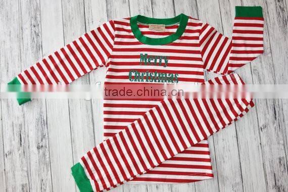 Newborn Baby Christmas pajamas red and white stripe Set unique boy or girl names monogram personalized sleepwear