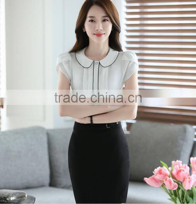 Juqian Brand fashion design short sleeve new blouse summer ladies chiffon shirts