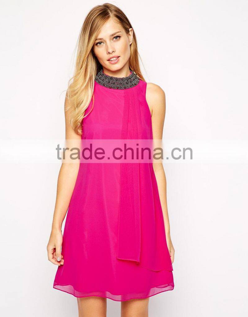 Coast Lilo Swing Dress with Embellished Neckline