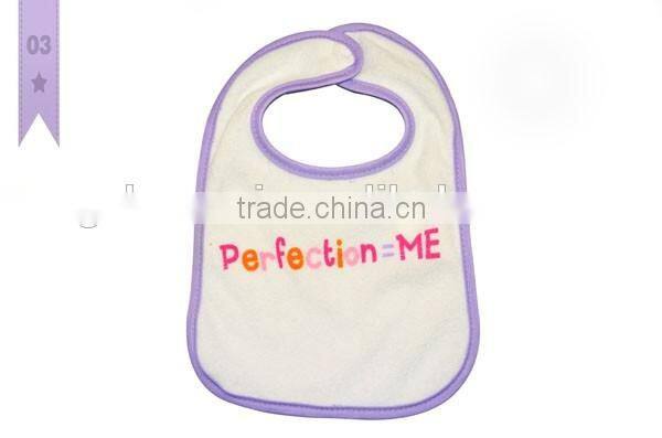 2016 China supplier embroidered letter baby bibs 100% cotton